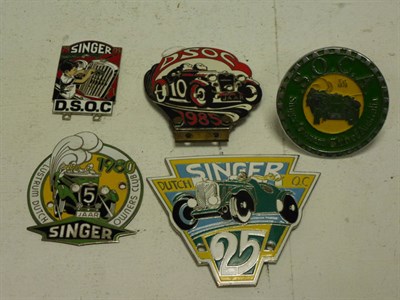 Lot 309 - Five Singer Enamel Car Badges