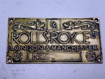 Lot 200 - A Rolls-Royce Ltd Chassis Plate