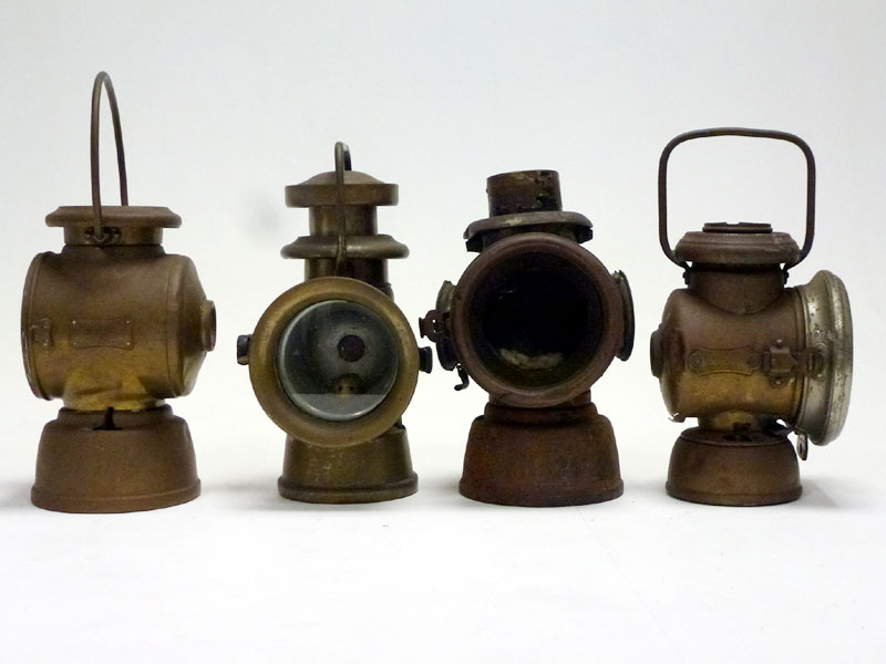 Lot 5 - Four Brass Side Lamps for Restoration