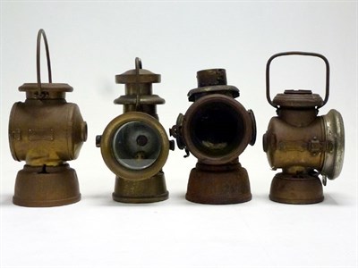 Lot 5 - Four Brass Side Lamps for Restoration