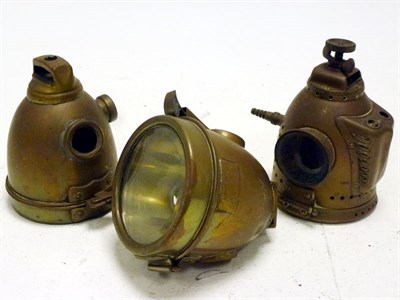 Lot 103 - Three Ornate Brass Side Lamps