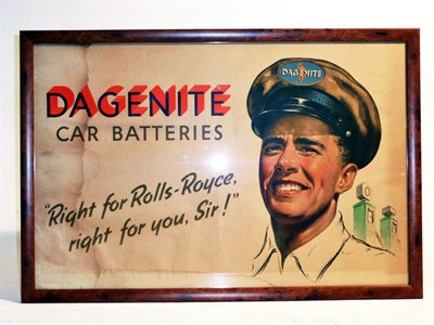 Lot 96 - Rare Original Dagenite Batteries / Rolls-Royce Advertising Poster