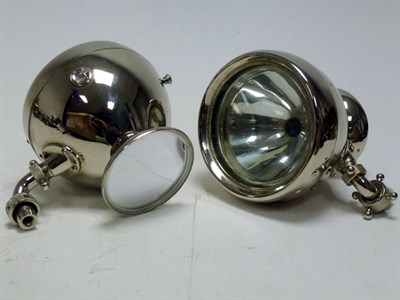 Lot 253 - A Pair of Nickel-Plated Spotlights, with Mirrors