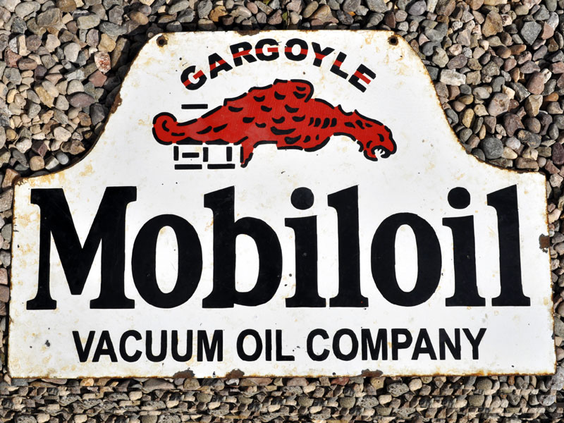 Lot 293 - A Double-Sided Mobiloil Enamel Sign