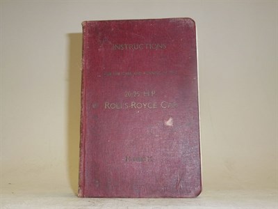 Lot 330 - Rolls-Royce 20/25HP Instruction Book