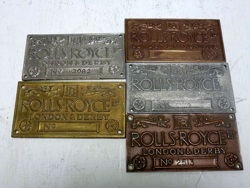 Lot 350 - Five Rolls-Royce Bulkhead Plaques