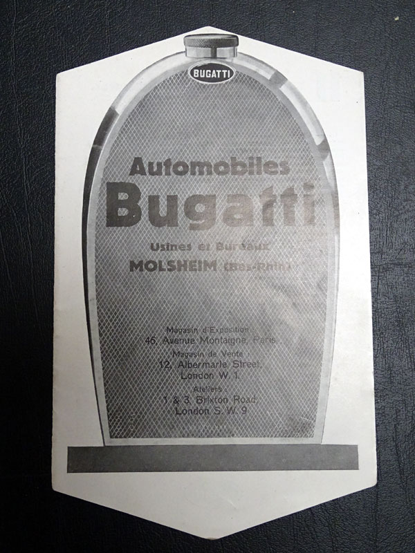 Lot 13 - A Rare Bugatti Range Sales Brochure, c1929