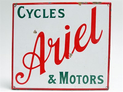 Lot 149 - An Ariel 'Cycles and Motors' Enamel Sign