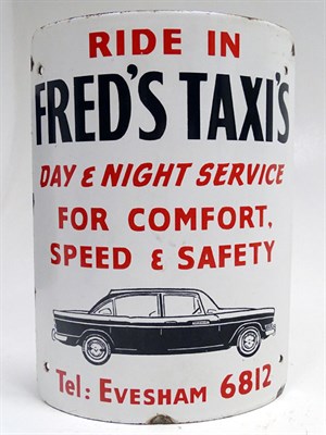 Lot 117 - Fred's Taxi's Pictorial Enamel Sign