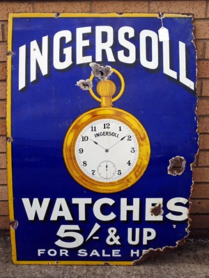 Lot 125 - Rare Ingersoll Watches Pictorial Enamel Sign