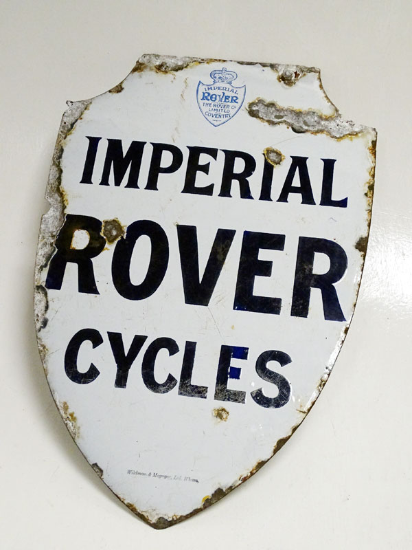 Lot 95 - A Rare Imperial Rover Cycles Enamel Sign, c1910