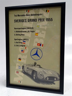 Lot 155 - An Original 1955 Swedish Grand Prix Mercedes-Benz Victory Poster