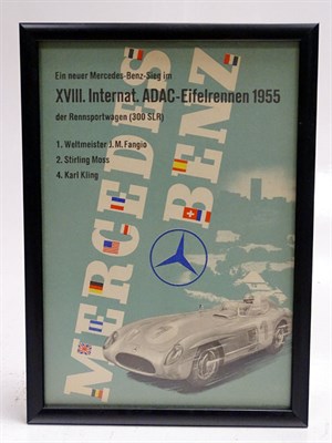 Lot 156 - An Original 1955 ADAC Eifelrennen (Nurburgring) Mercedes-Benz Victory Poster