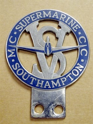 Lot 220 - A Rare Supermarine Southampton Motor Cycle & Car Club Enamel Badge, 1930s