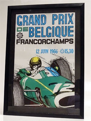Lot 202 - Belgium Grand Prix 1966 Event Poster (Jim Clark Artwork)