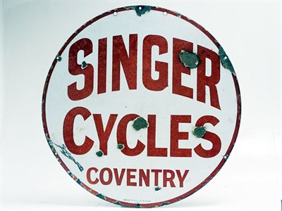 Lot 298 - Singer Cycles Enamel Sign