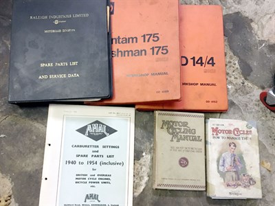 Lot 333 - An Assortment of Motorcycle Parts, Manuals & Magazines