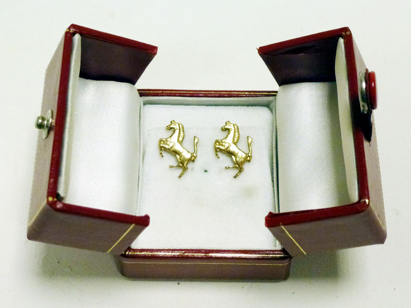 Lot 14 - Solid Gold Ferrari 'Prancing Horse' Earrings