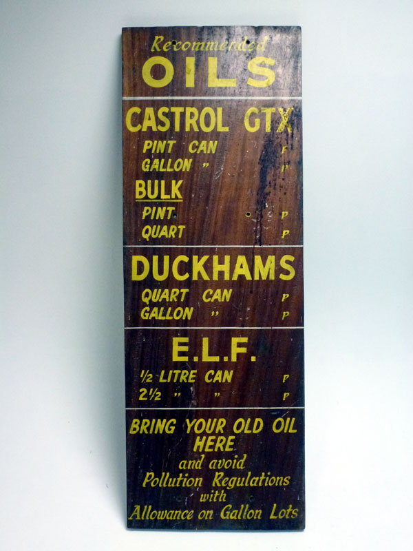 Lot 59 - A Wooden Garage 'Lubrication' Sign