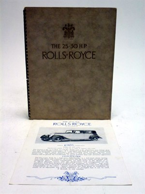 Lot 224 - Rolls-Royce 25-30HP Sales Brochure