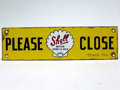 Lot 222 - Shell 'Please Close' Enamel Sign / Finger-Plate
