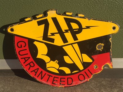 Lot 212 - A Rare ZIP Guaranteed Oil Enamel Advertising Sign