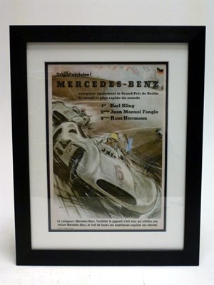 Lot 264 - A 1955 Berlin Grand Prix 'Triple Victory' Mercedes-Benz Victory Poster