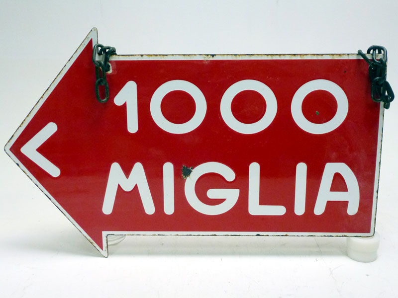 Lot 54 - A Rare Mille Miglia Double-Sided Enamel Sign