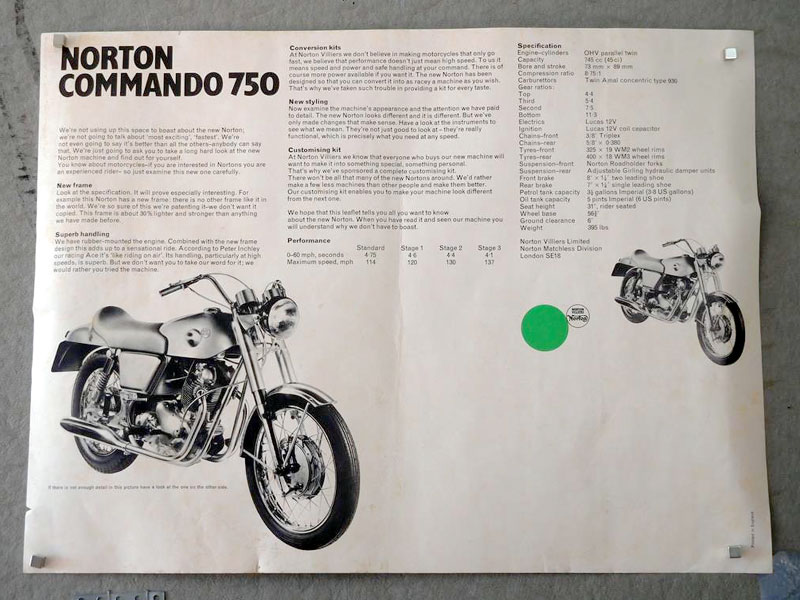 Lot 13 - Norton Commando 750 Four-part Poster / Brochure
