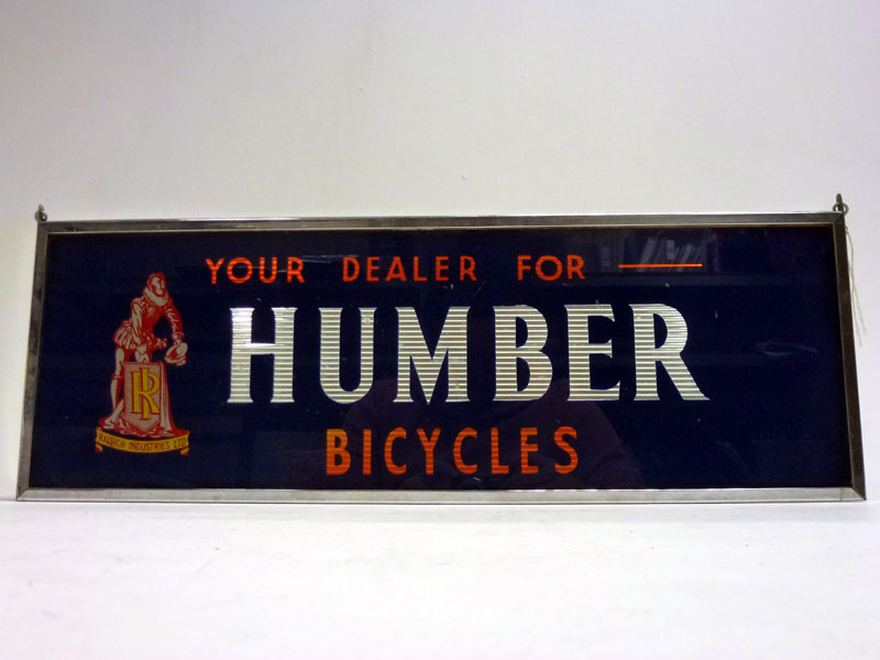 Lot 55 - Humber Cycles Glass Advertising Sign