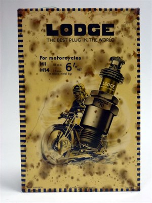 Lot 98 - A Rare Lodge Spark Plugs Celluloid Showcard