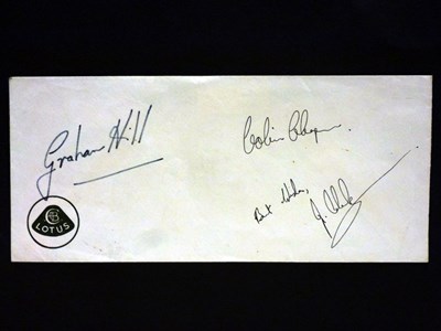 Lot 161 - Original Lotus 'Factory' Envelope - Signed by Jim Clark, Graham Hill and Colin Chapman