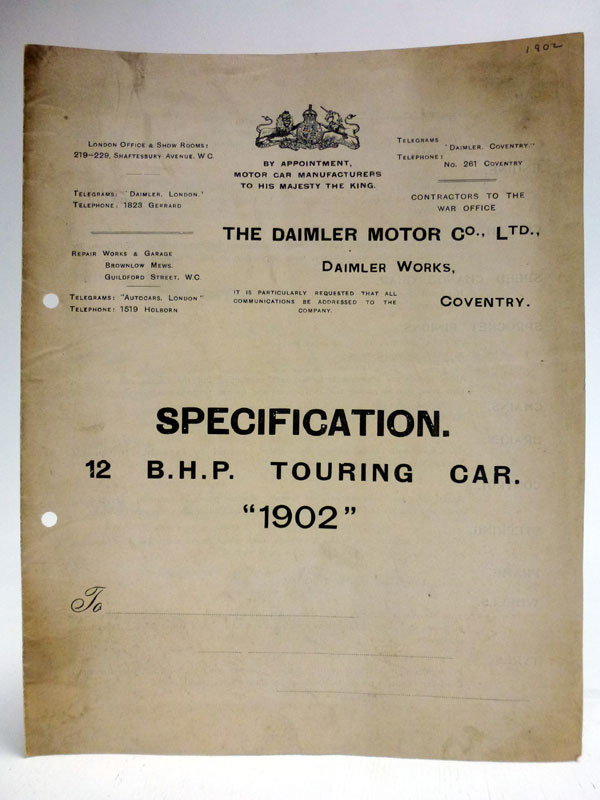 Lot 88 - A Rare Sales Leaflet for Daimler Motors, 1902