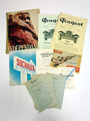 Lot 188 - Pre-War Peugeot Sales Brochures