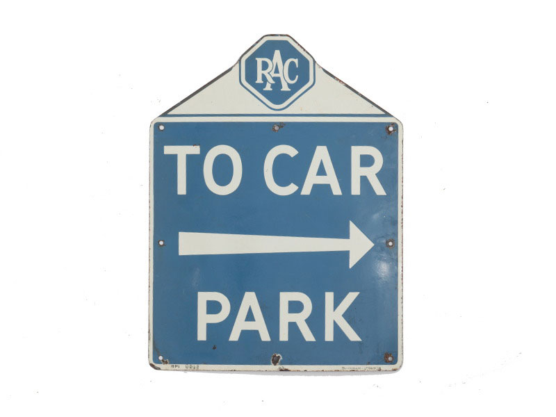 Lot 25 - An RAC 'To Car Park' Enamel Sign