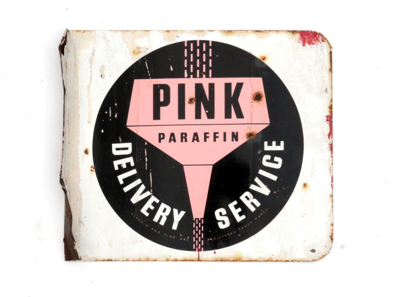 Lot 420 - An Aladdin 'Pink Paraffin' Enamel Sign