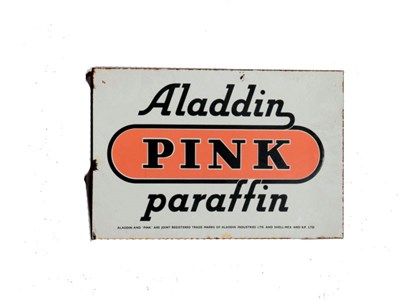 Lot 311 - An Aladdin 'Pink Paraffin' Enamel Sign