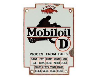 Lot 175 - A Mobiloil 'D' Enamel Advertising Sign