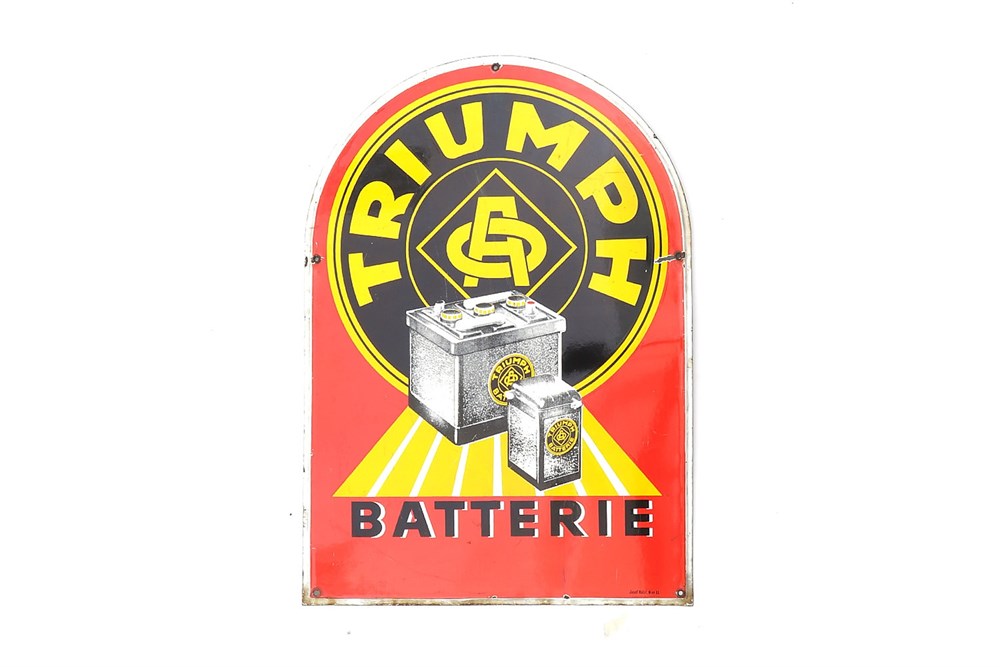 Lot 103 - A 'Triumph Batterie' Enamel Sign